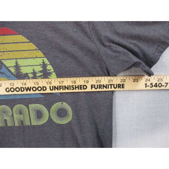 Vintage Inspired Colorado Mountain Graphic T Shirt Soft Heather Gray Size L - Picture 3 of 7